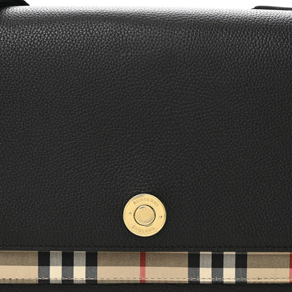 Coated Canvas Calfskin Vintage Check Medium Note Crossbody Bag Black