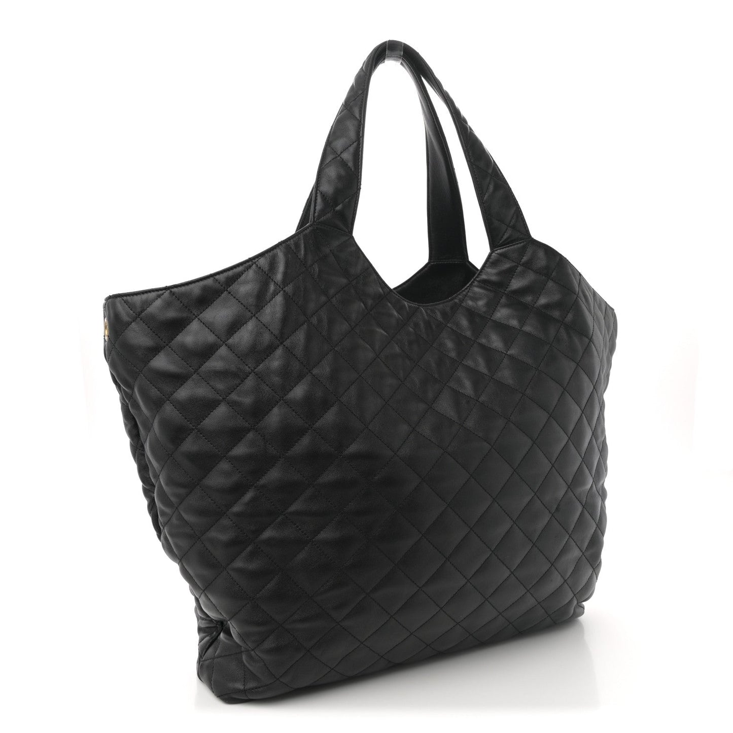 Lambskin Quilted Maxi Icare Shopping Tote Black