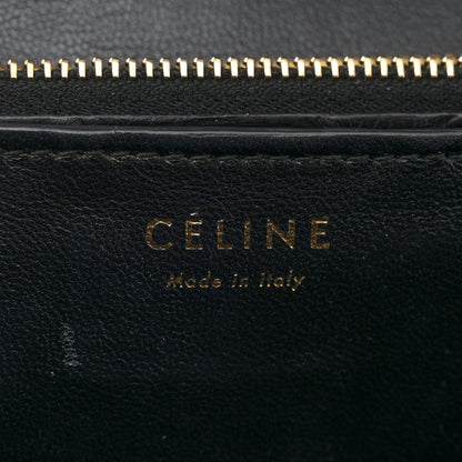 Snakeskin Medium Classic Box Flap Bag Black