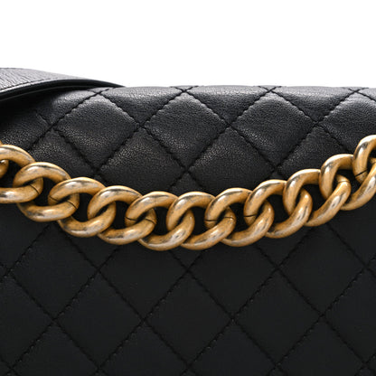 Calfskin Quilted Medium Boy Flap Black