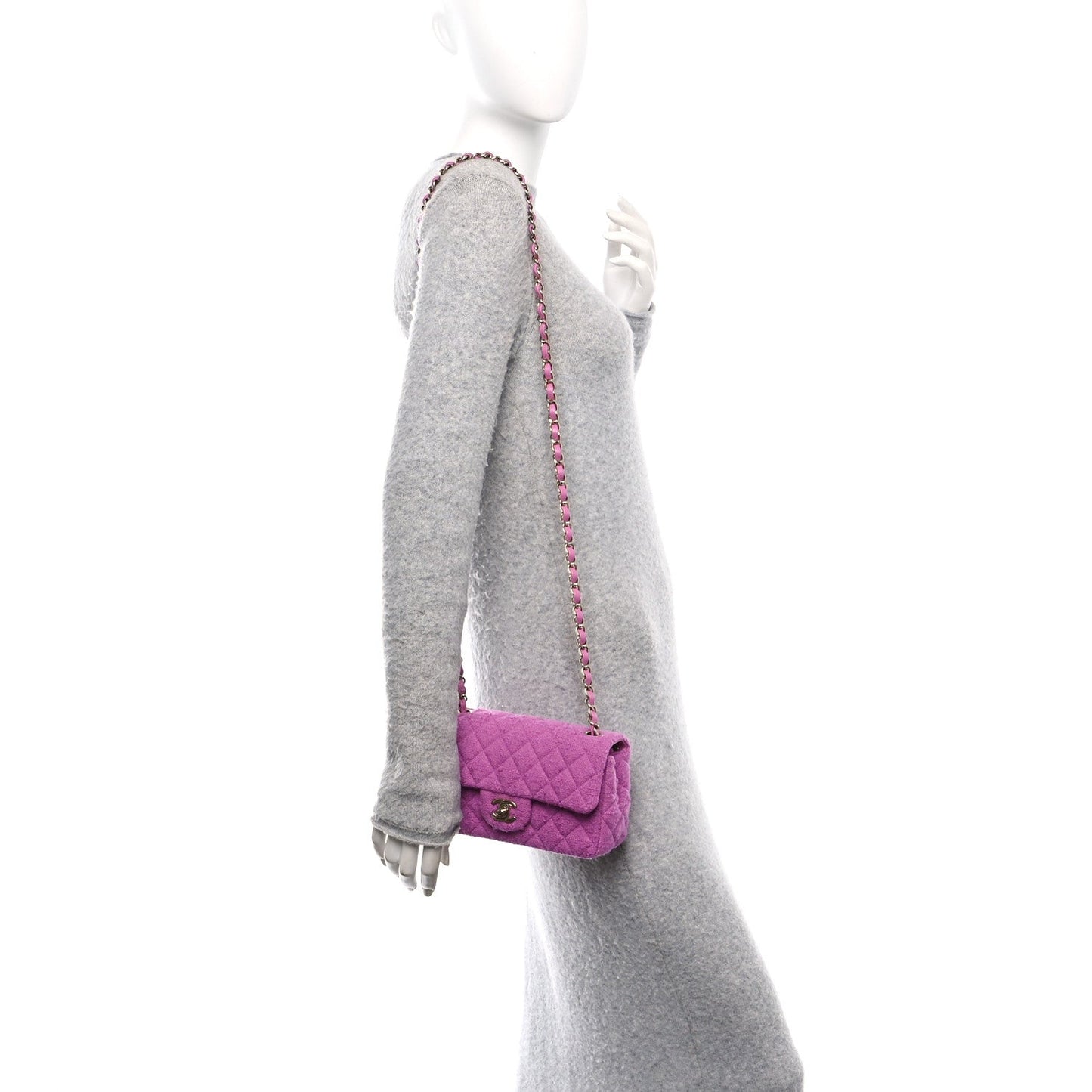 Tweed Quilted Mini Rectangular Flap Purple