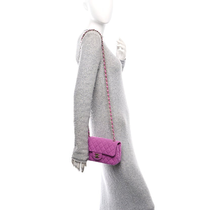 Tweed Quilted Mini Rectangular Flap Purple