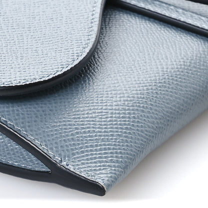 Grained Calfskin Saddle Chain Pouch Cloud Blue