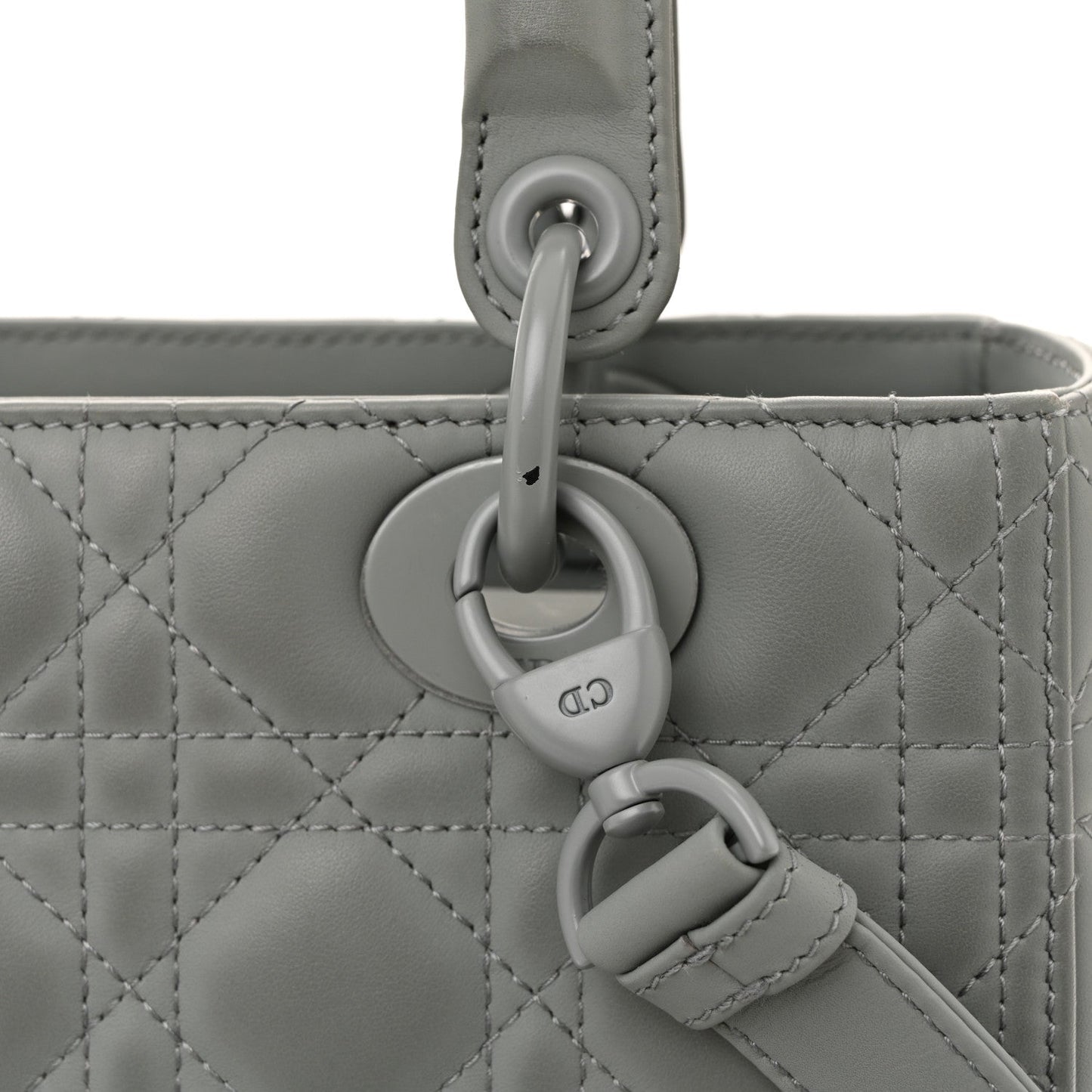 Ultra Matte Calfskin Cannage Medium Lady Dior Grey Stone