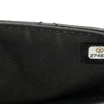 Lambskin Quilted Square Front Pocket Clutch With Chain Black
