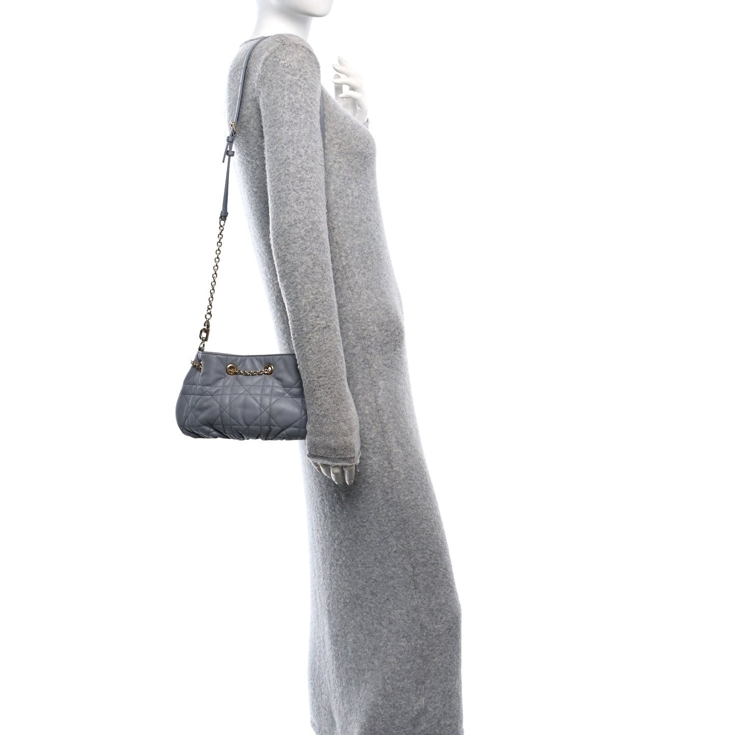 Lambskin Supple Macrocannage Small Ammi Bag Grey