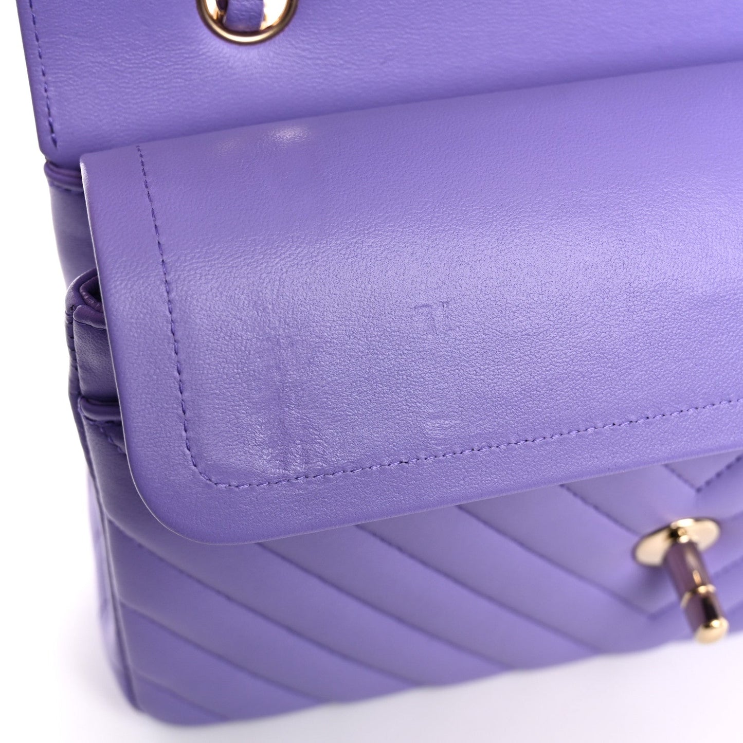 Lambskin Chevron Quilted Small Double Flap Purple