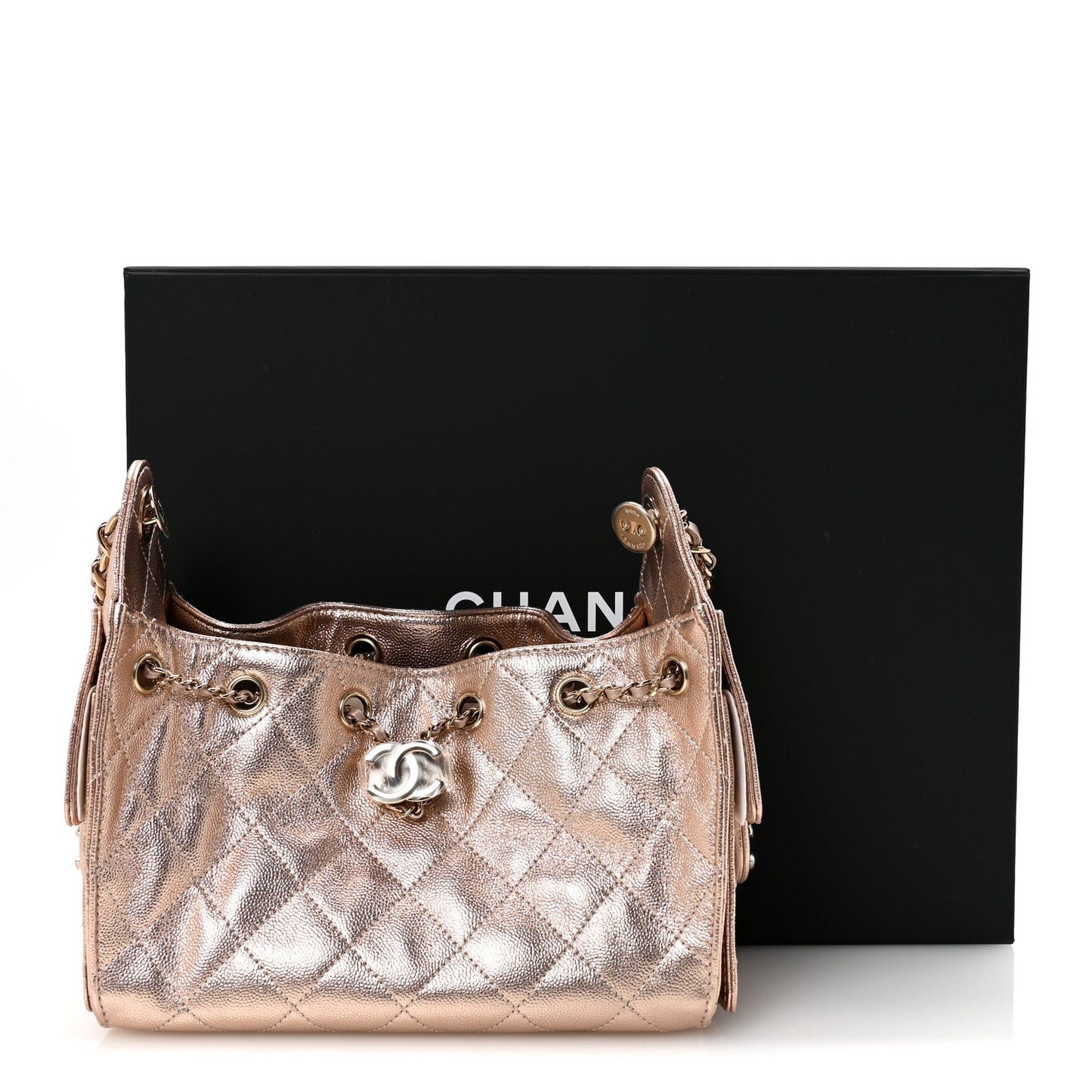 Metallic Caviar Quilted Mini Chanel 25 Handbag Copper