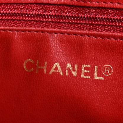 Lambskin Chevron Quilted Shoulder Bag Red