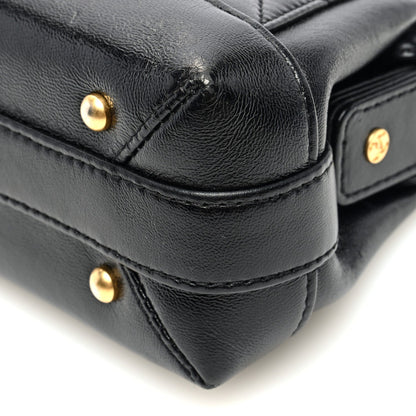 Shiny Lambskin Quilted Mini Cocodoc Top Handle Bag Black