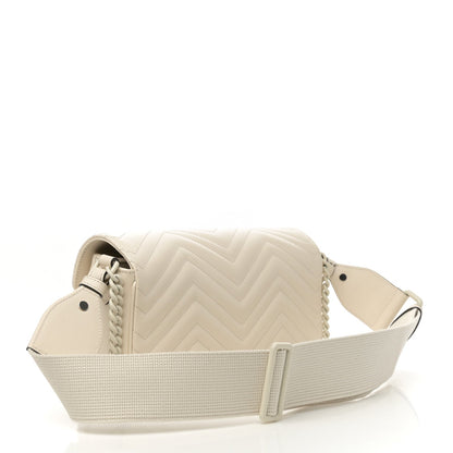 Calfskin Matelasse Monochrome GG Marmont Crossbody Shoulder Bag White