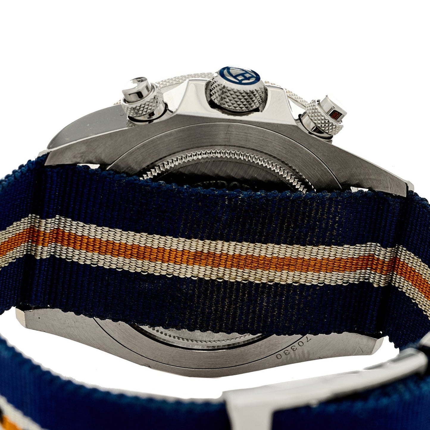 Stainless Steel Fabric 42mm Heritage Chrono Automatic Watch Blue 70330B
