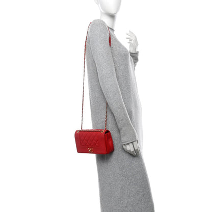 Sheepskin Quilted Medium Vintage Mademoiselle Flap Red
