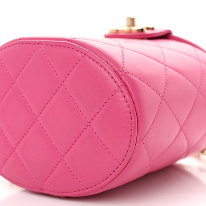 Lambskin Resin Elegant Chain Vanity Case Dark Pink