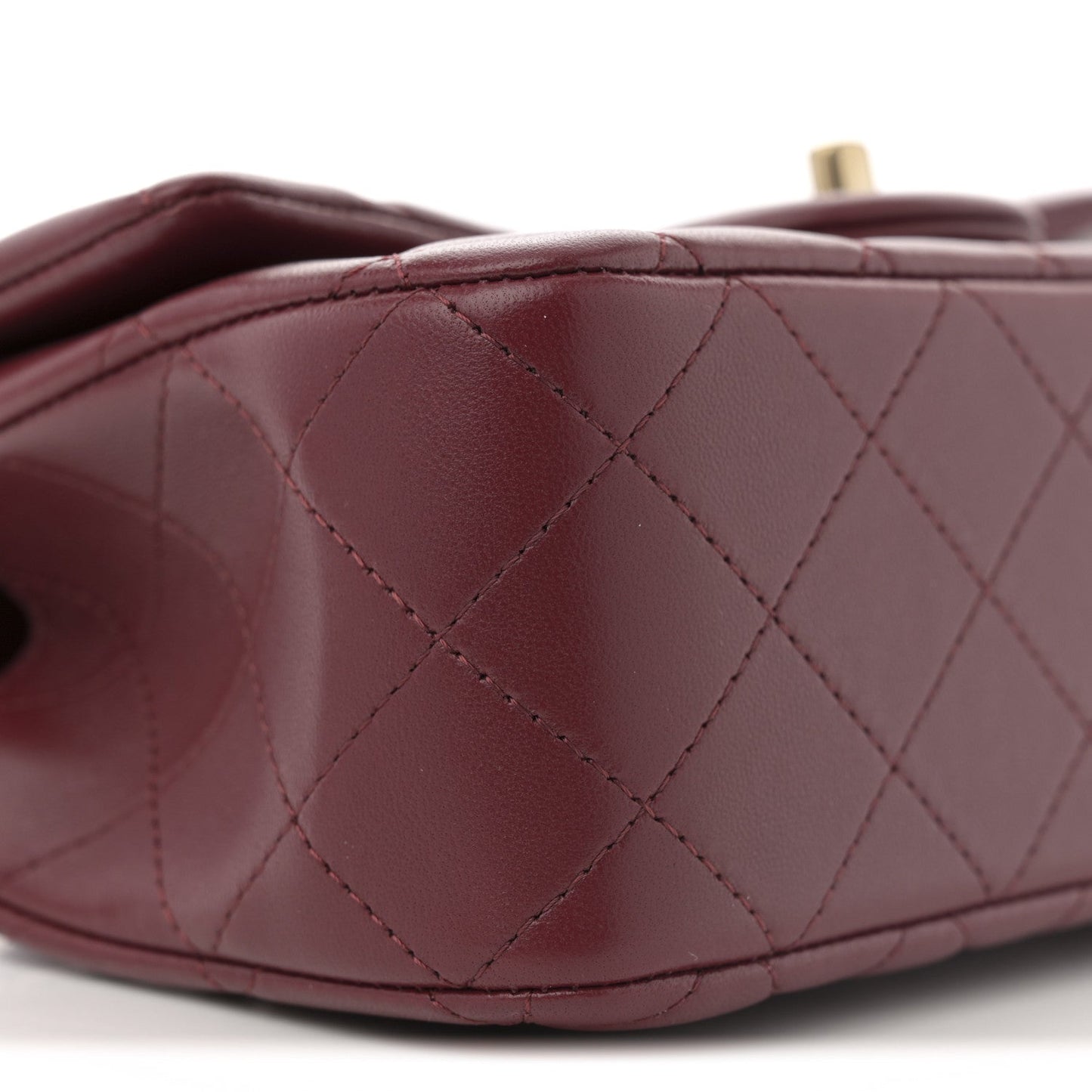 Lambskin Quilted Mini Top Handle Rectangular Flap Burgundy