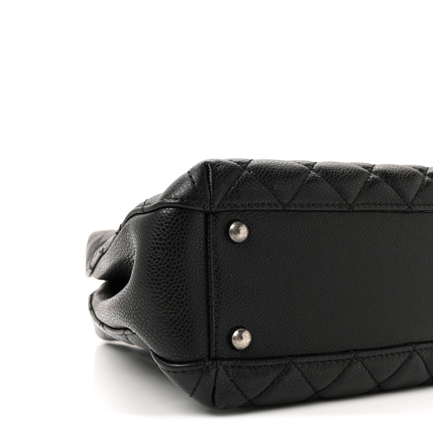 Caviar Quilted Small City Shopping Tote Black