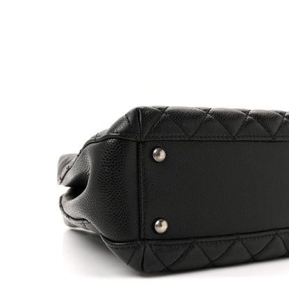 Caviar Quilted Small City Shopping Tote Black