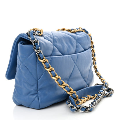 Lambskin Quilted Medium Chanel 19 Flap Blue