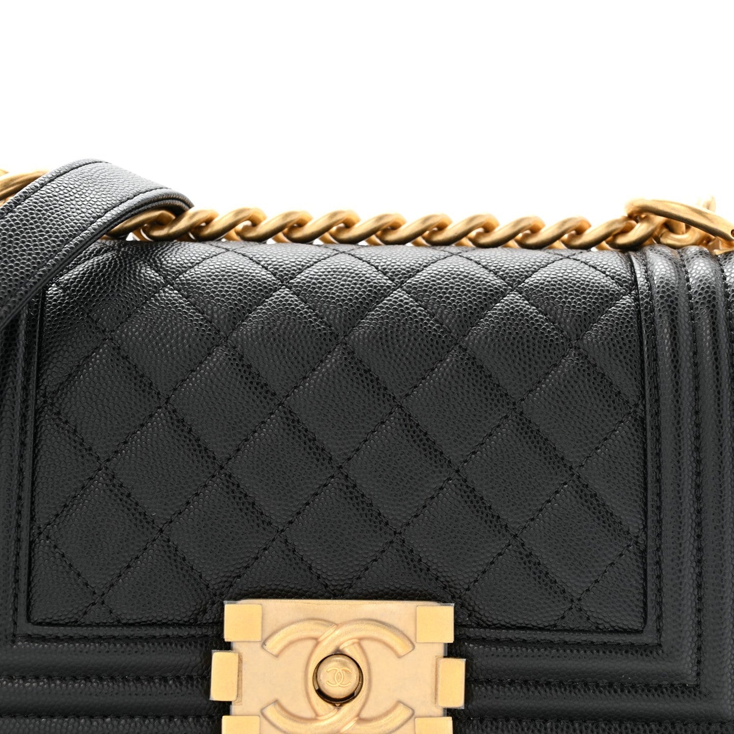 Caviar Quilted Small Boy Flap Black