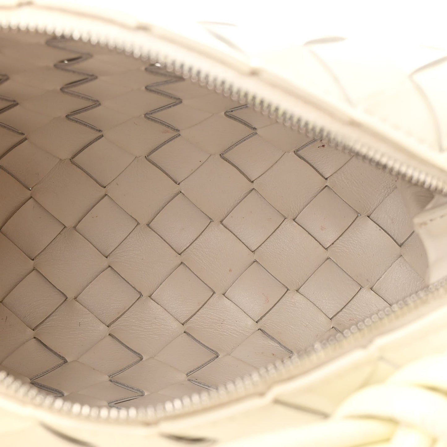 Patent Nappa Intrecciato Mini Loop Camera Bag White