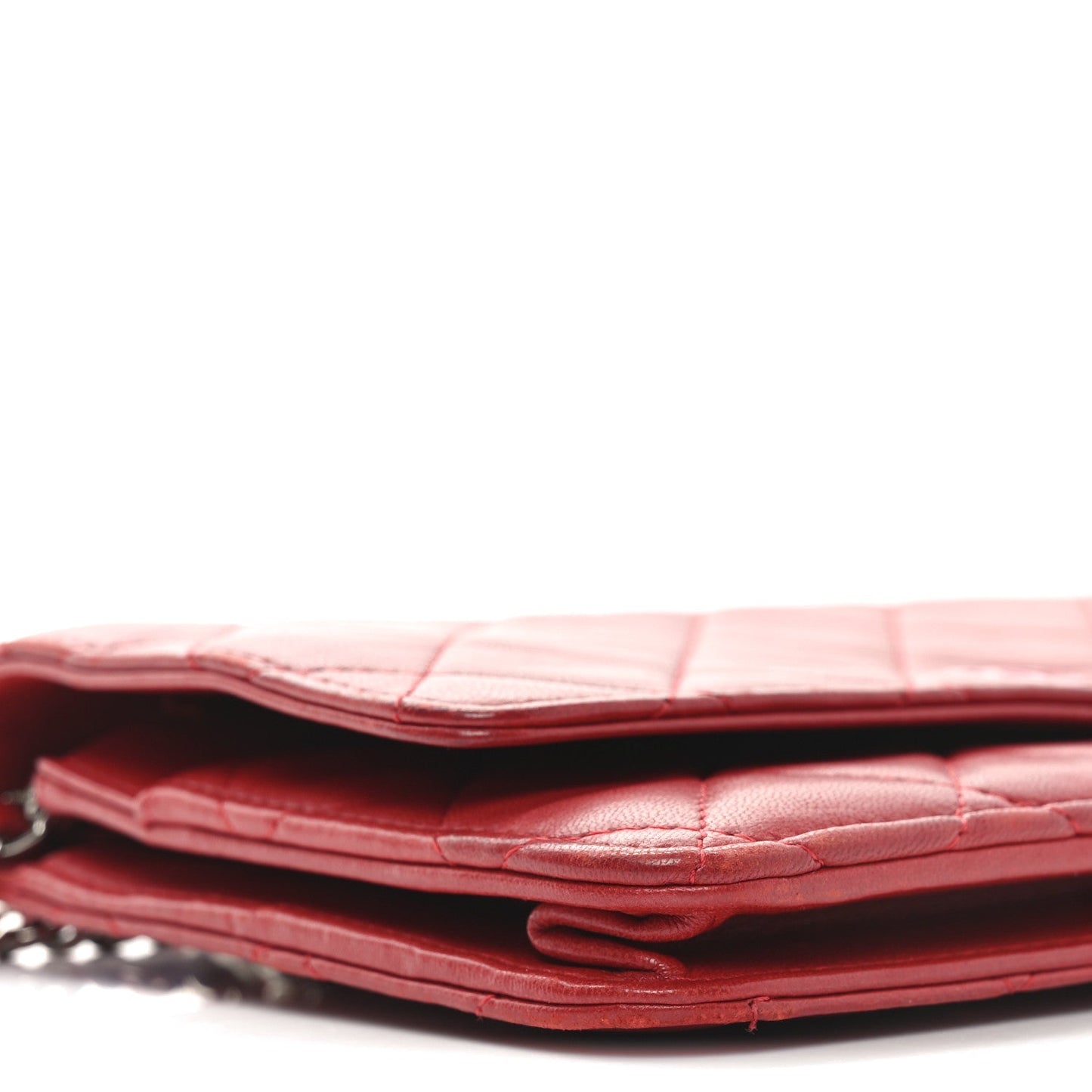 Lambskin Quilted Wallet On Chain WOC Red Pink