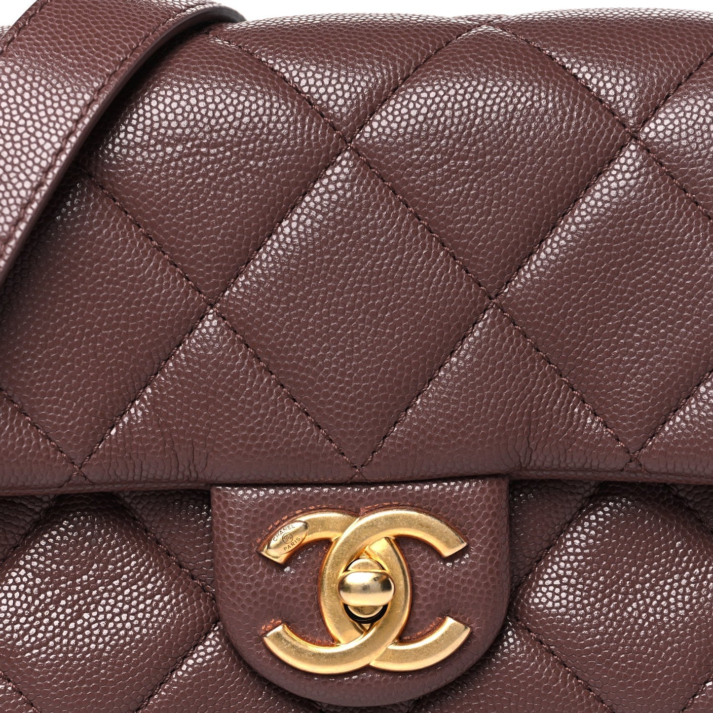 Caviar Quilted Mini Twist Your Buttons Flap Burgundy