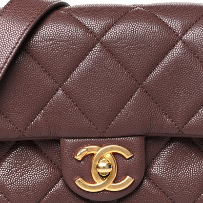 Caviar Quilted Mini Twist Your Buttons Flap Burgundy