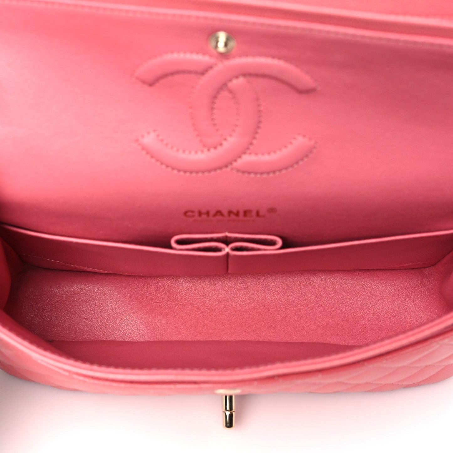 Metallic Caviar Quilted Medium Double Flap Pink