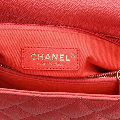 Caviar Quilted Small Coco Handle Flap Pink