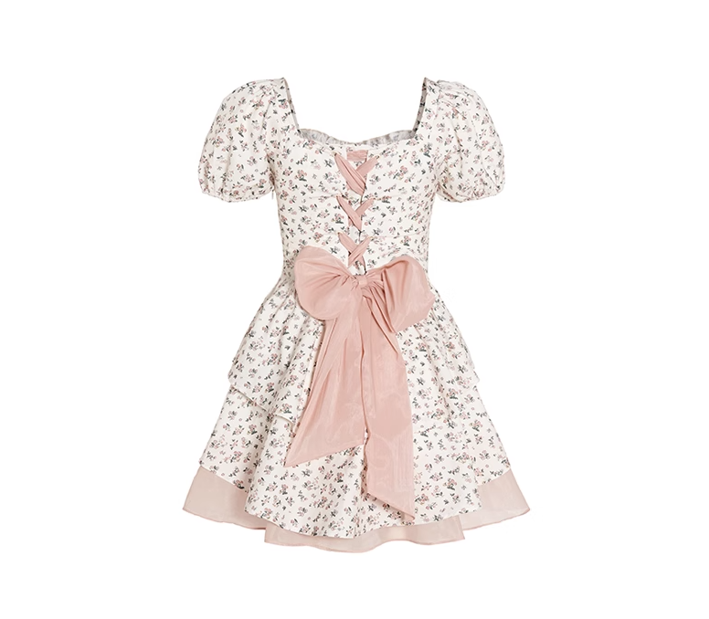 Pure sweet and spicy style waist bow dress high-end princess dress R0007
