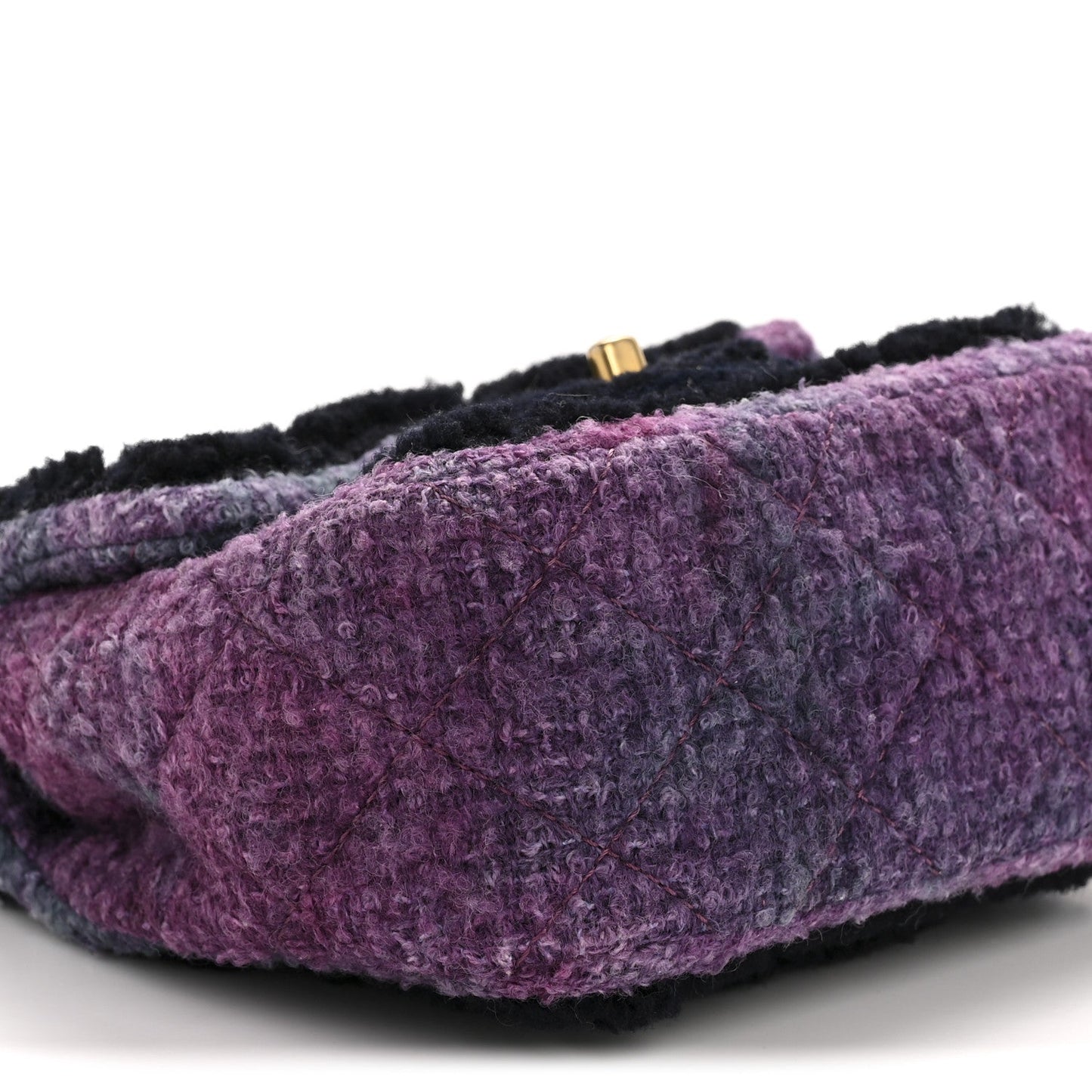 Shearling Tweed Quilted Mini Square Flap Bag Purple