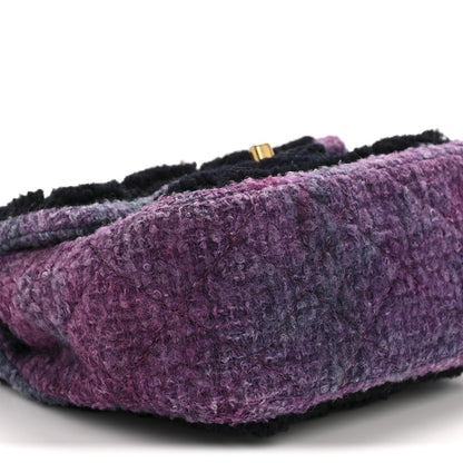 Shearling Tweed Quilted Mini Square Flap Bag Purple