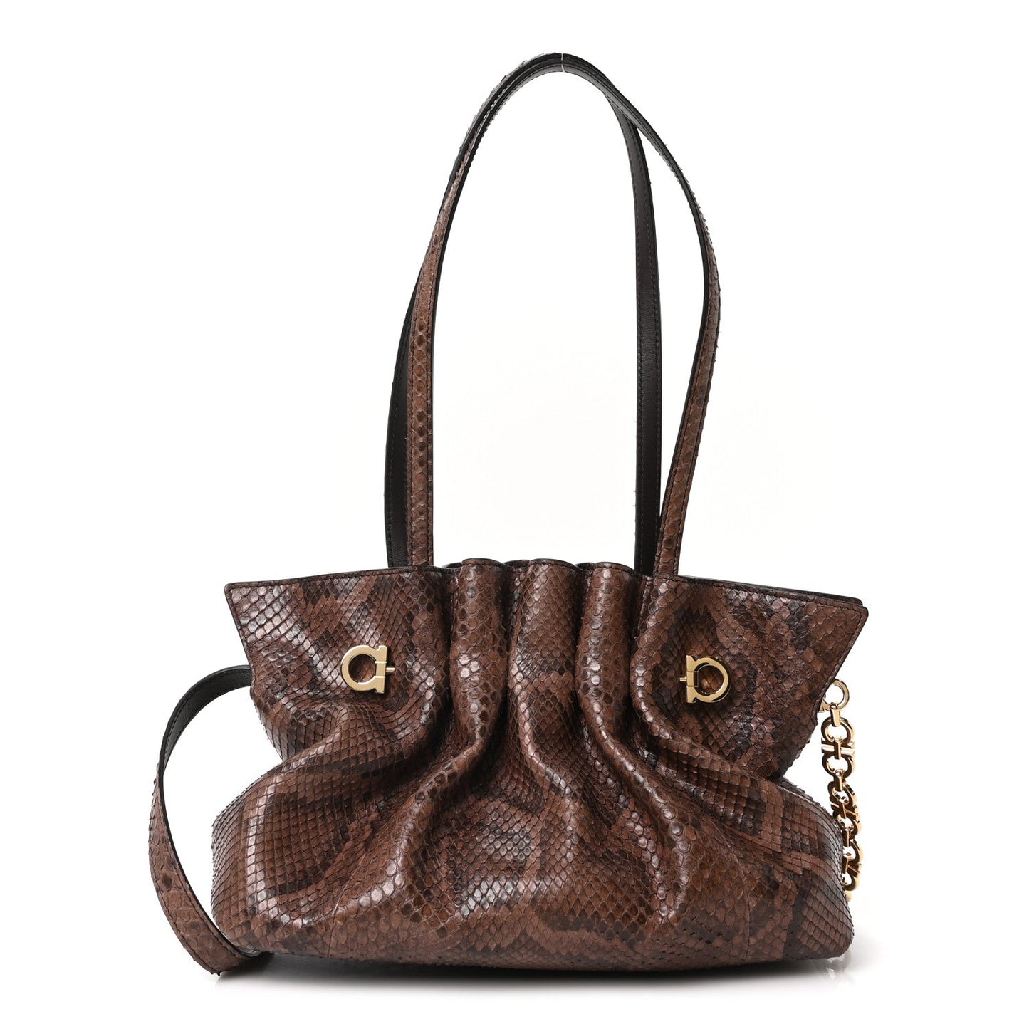 Snakeskin Small Dumpling Soft Bag Testa di Moro