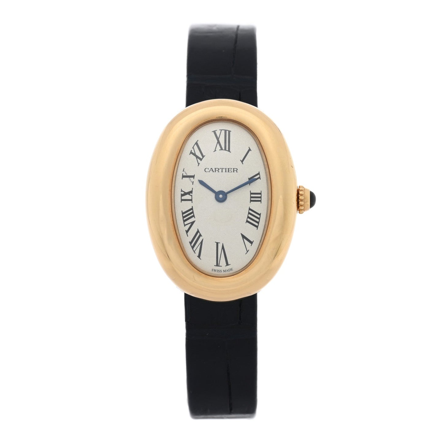 18K Yellow Gold Alligator 23mm Baignoire Quartz Watch