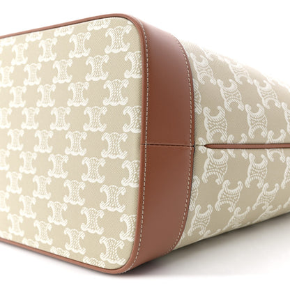 Triomphe Canvas Calfskin Medium Cabas Bag Grege