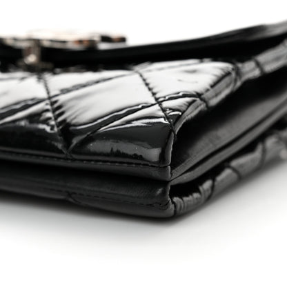 Patent Quilted Hamptons Flap Bag Black