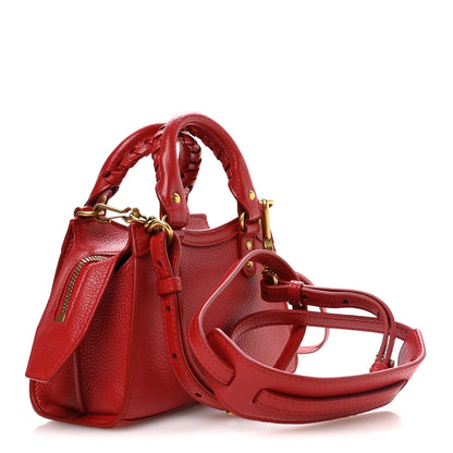 Grained Calfskin Neo Classic Gold Hardware Nano City Crossbody Medium Red