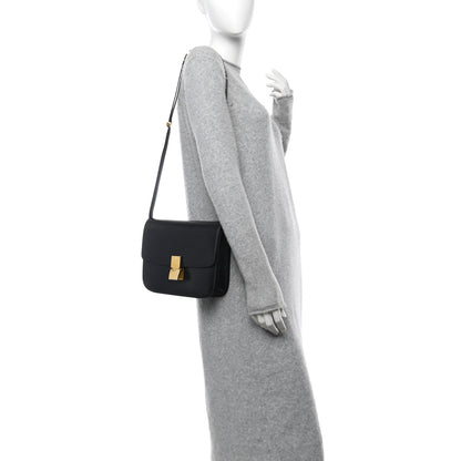 Box Calfskin Medium Classic Box Flap Bag Black
