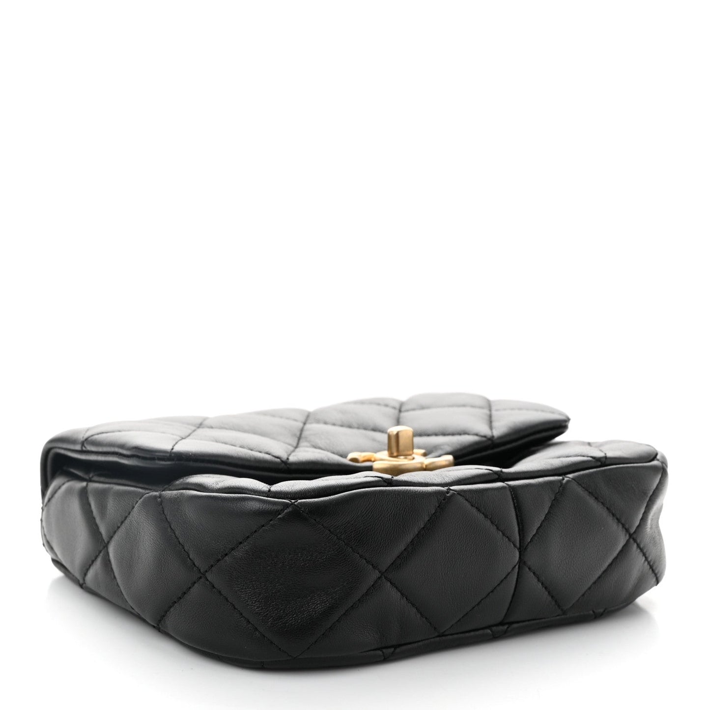 Lambskin Quilted Mini Lacquered Chain Flap Black