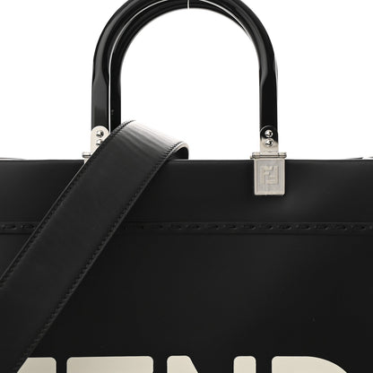 Vitello King Plexiglass Medium Fendi Sunshine Shopper Tote Black White