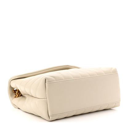Calfskin Y Quilted Monogram Small Loulou Chain Satchel Crema Soft