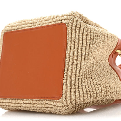 Raffia Nappa Small Parachute Shoulder Bag Natural Burned Orange
