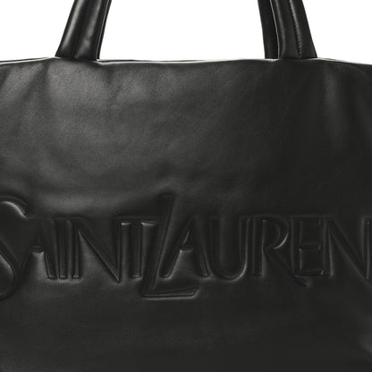Lambskin Wide Puffer Tote Black