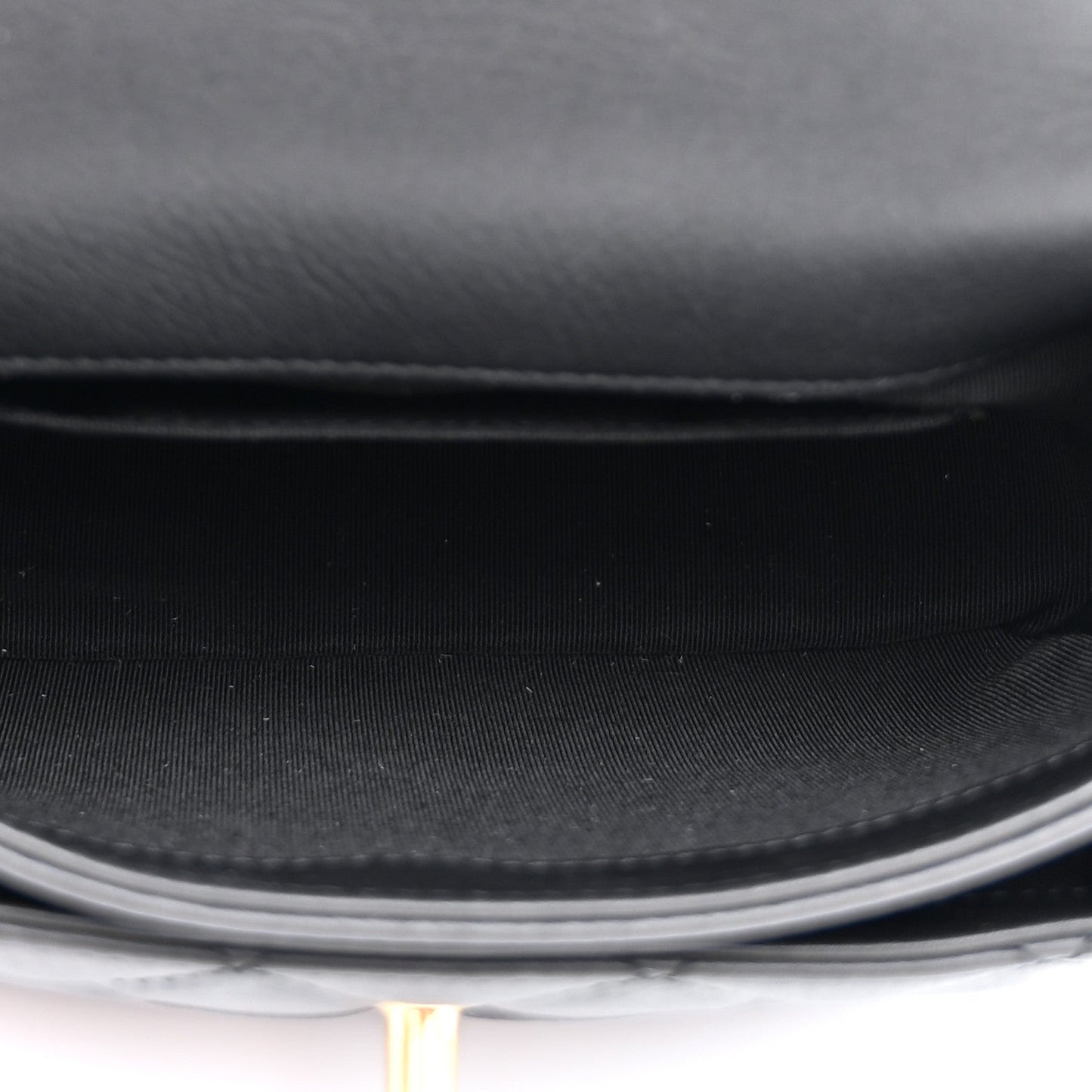 Calfskin Quilted Top Handle Flap Black