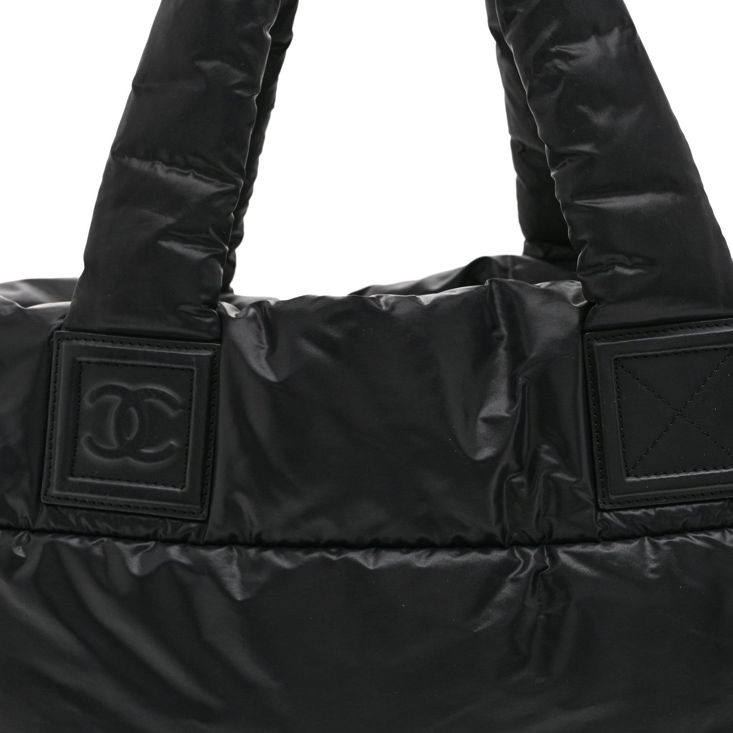 Nylon Quilted Large Coco Cocoon Reversible Tote Black