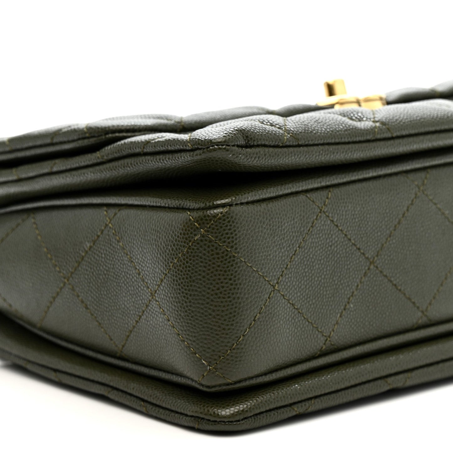 Caviar Quilted Mini Coco First Flap Khaki