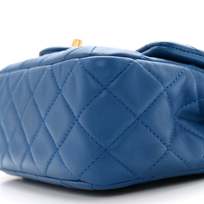 Lambskin Quilted Mini Pearl Crush Flap Blue