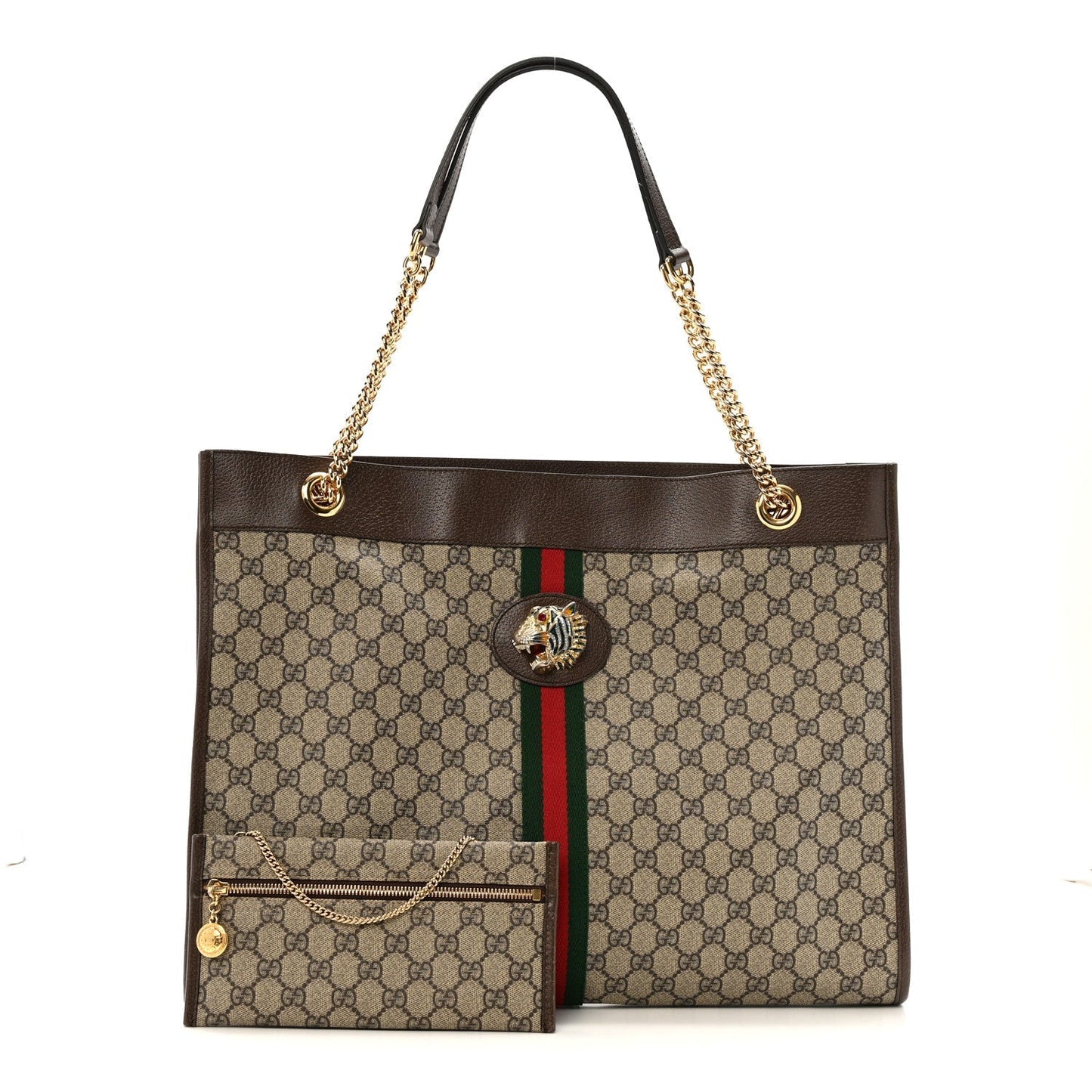 GG Supreme Monogram Large Rajah Chain Tote Beige New Acero