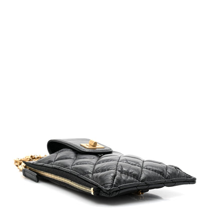 Aged Calfskin Quilted Reissue Phone Holder With Chain Bag Black