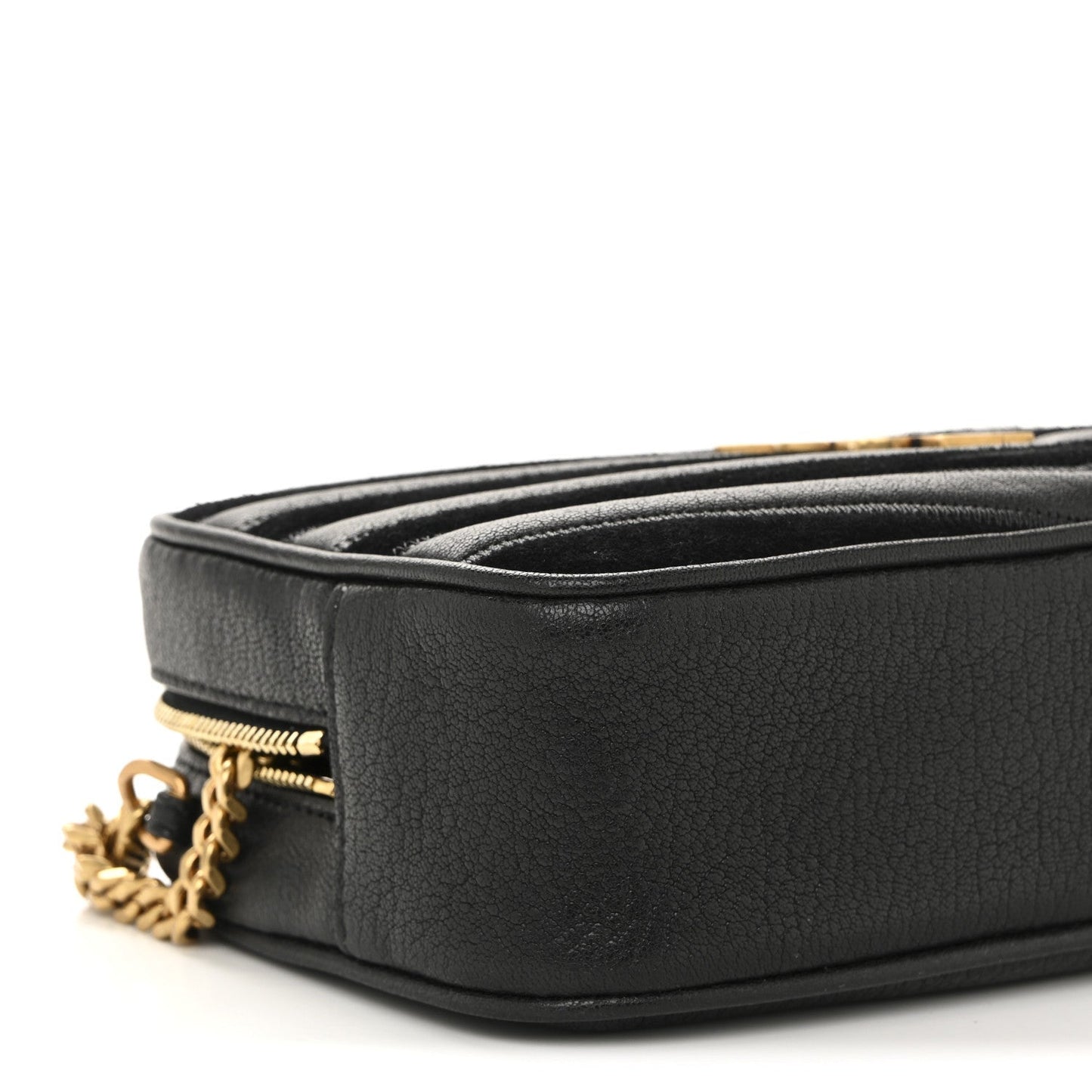 Calfskin Suede Matelasse Monogram Mini Lou Camera Bag Black